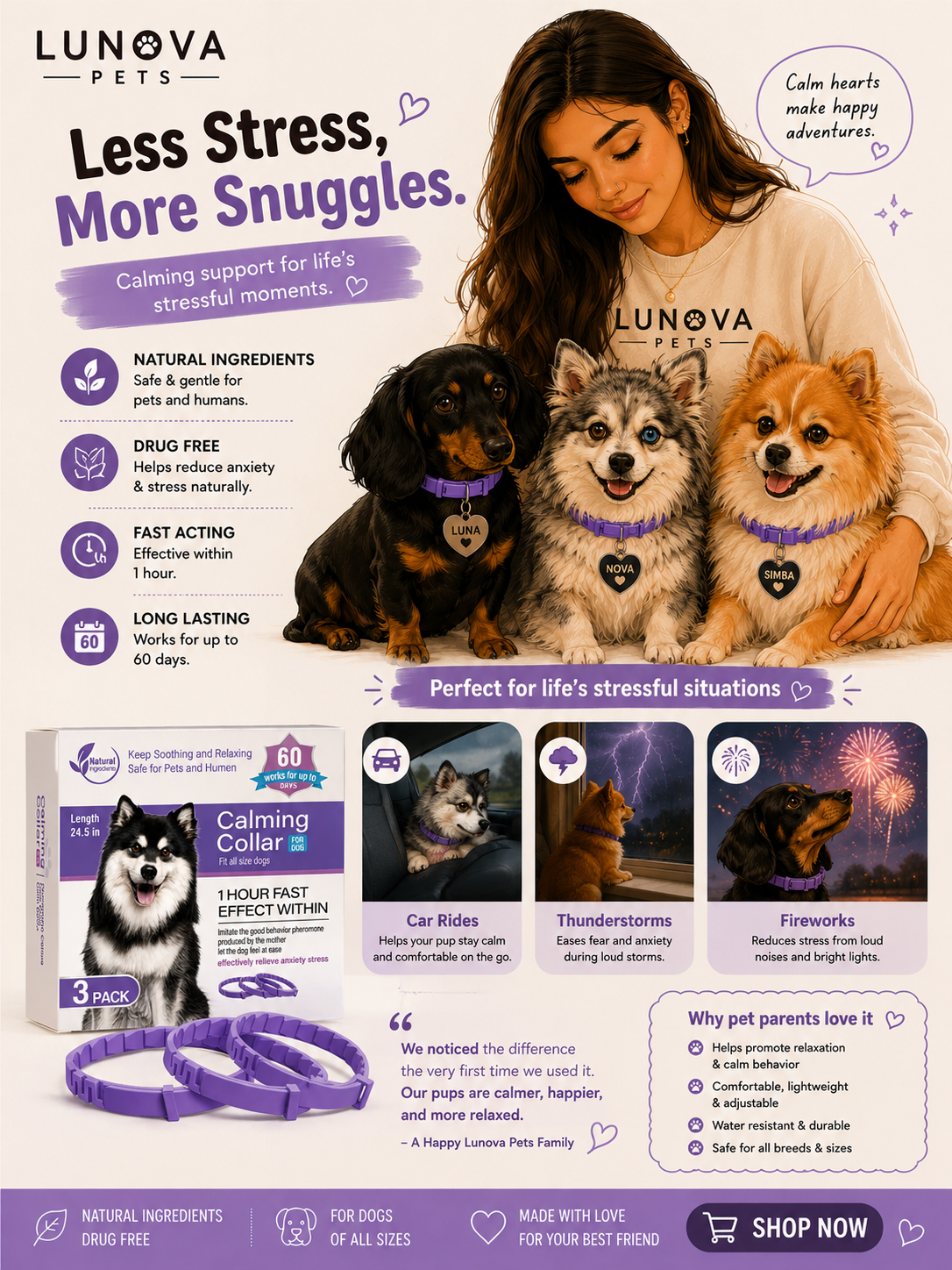 Pet Calming Collar for Cats and Dogs