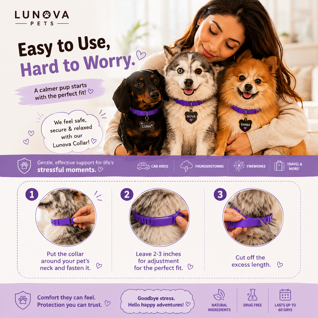 Pet Calming Collar for Cats and Dogs
