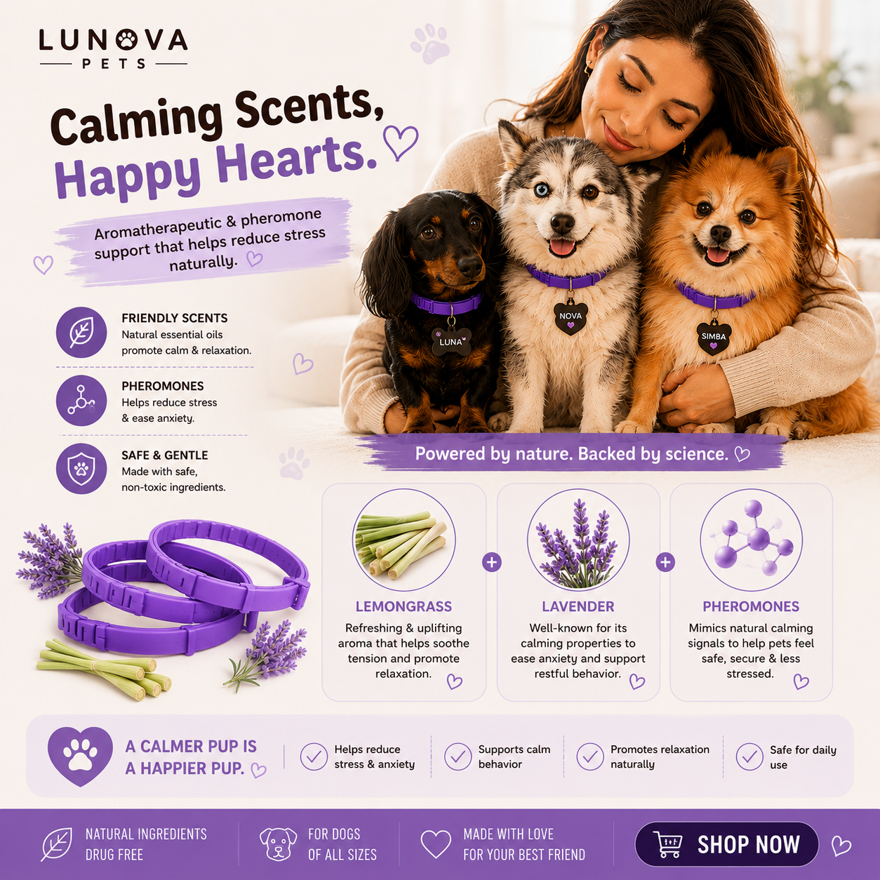 Pet Calming Collar for Cats and Dogs
